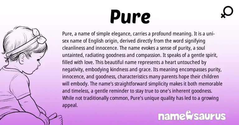 Infographic about Pure name meaning, Pure is a name from English origin(s).