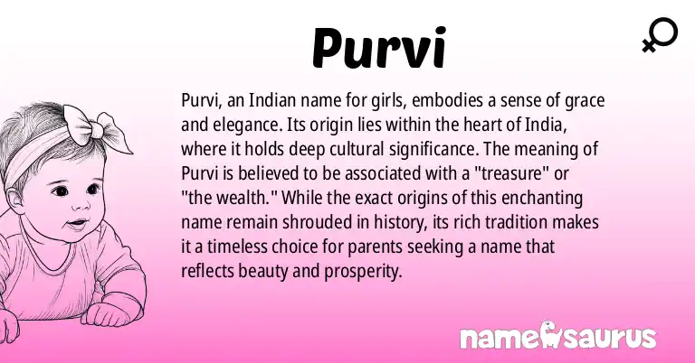 Infographic about Purvi name meaning, Purvi is a name from Indian origin(s).