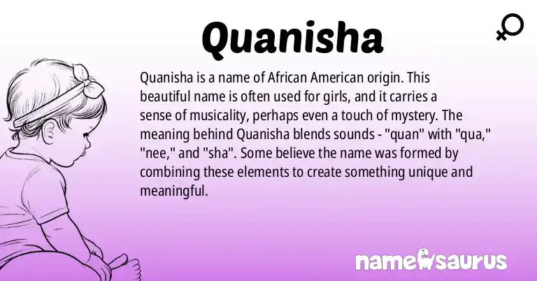 Infographic about Quanisha name meaning, Quanisha is a name from African American origin(s).