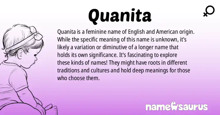 Infographic about Quanita name meaning, Quanita is a name from English, American origin(s).