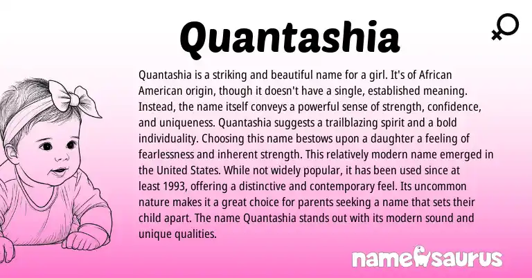 Infographic about Quantashia name meaning, Quantashia is a name from American, African origin(s).