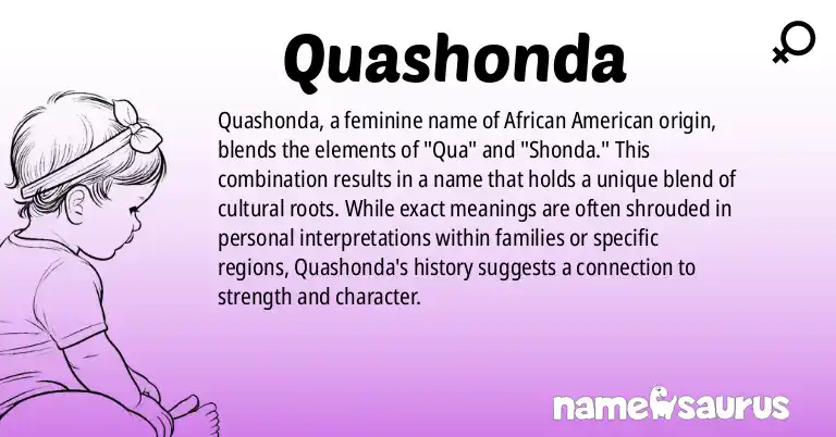 Infographic about Quashonda name meaning, Quashonda is a name from African American origin(s).