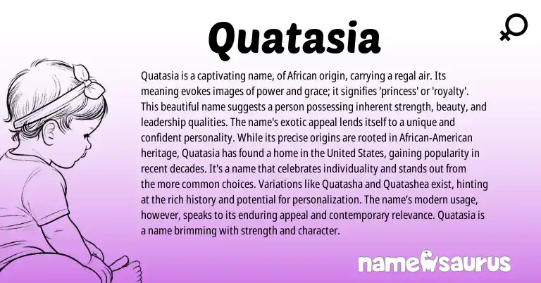 Infographic about Quatasia name meaning, Quatasia is a name from African origin(s).