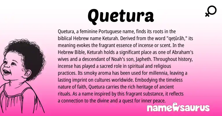 Infographic about Quetura name meaning, Quetura is a name from Hebrew, Portuguese origin(s).