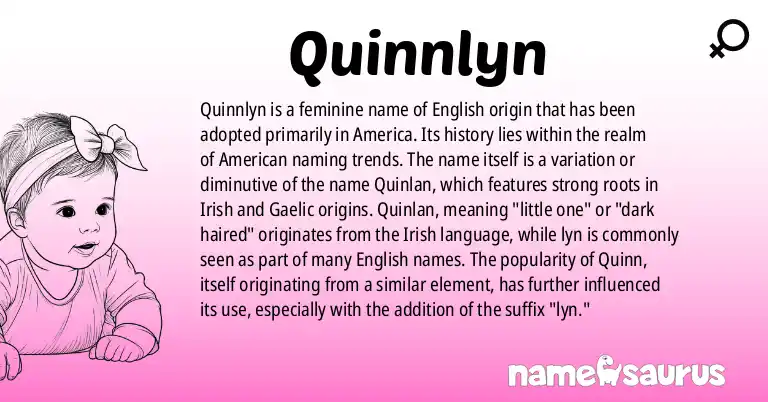 Infographic about Quinnlyn name meaning, Quinnlyn is a name from English (American) origin(s).