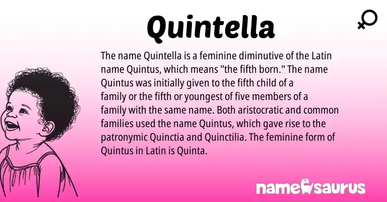 Infographic about Quintella name meaning, Quintella is a name from Latin origin(s).