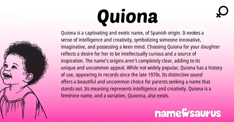 Infographic about Quiona name meaning, Quiona is a name from Spanish origin(s).