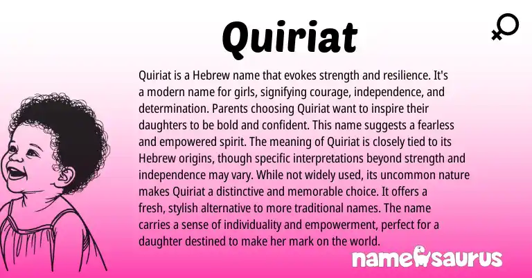 Infographic about Quiriat name meaning, Quiriat is a name from Hebrew origin(s).