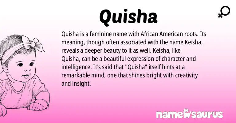 Infographic about Quisha name meaning, Quisha is a name from African American origin(s).