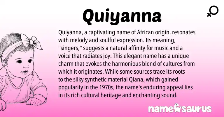 Infographic about Quiyanna name meaning, Quiyanna is a name from African origin(s).