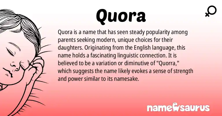 Infographic about Quora name meaning, Quora is a name from English origin(s).