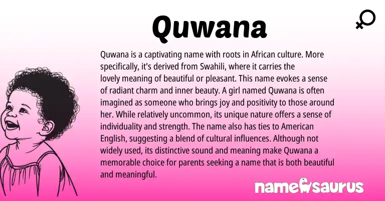 Infographic about Quwana name meaning, Quwana is a name from African, Swahili origin(s).