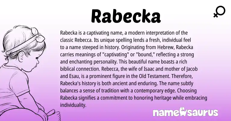Infographic about Rabecka name meaning, Rabecka is a name from Hebrew origin(s).
