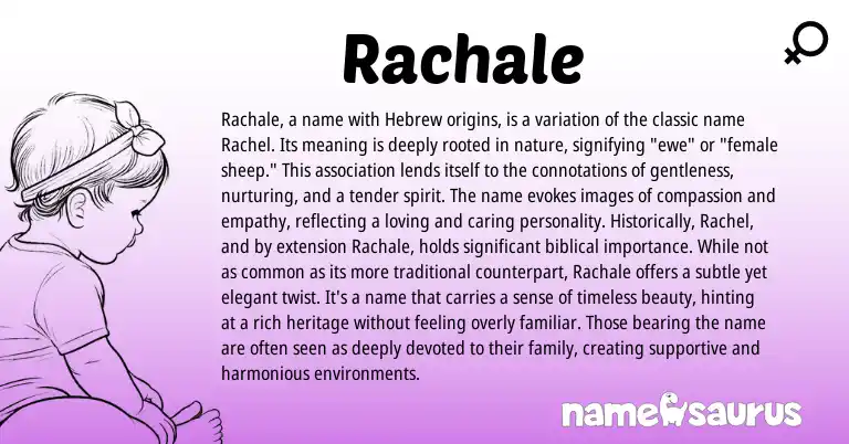 Infographic about Rachale name meaning, Rachale is a name from Hebrew origin(s).