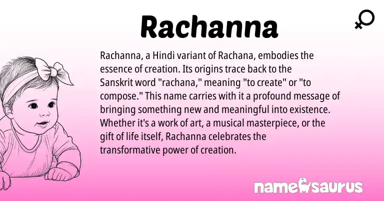 Infographic about Rachanna name meaning, Rachanna is a name from Sanskrit, Hindi origin(s).