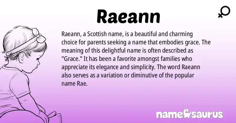 Infographic about Raeann name meaning, Raeann is a name from Scottish origin(s).