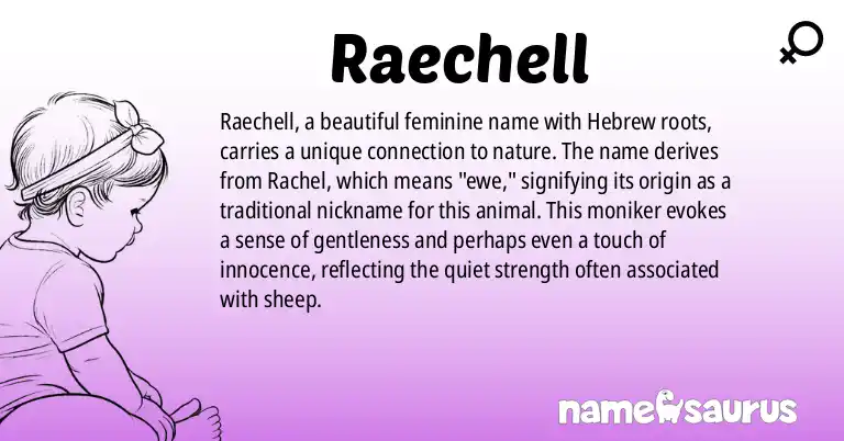 Infographic about Raechell name meaning, Raechell is a name from Hebrew origin(s).