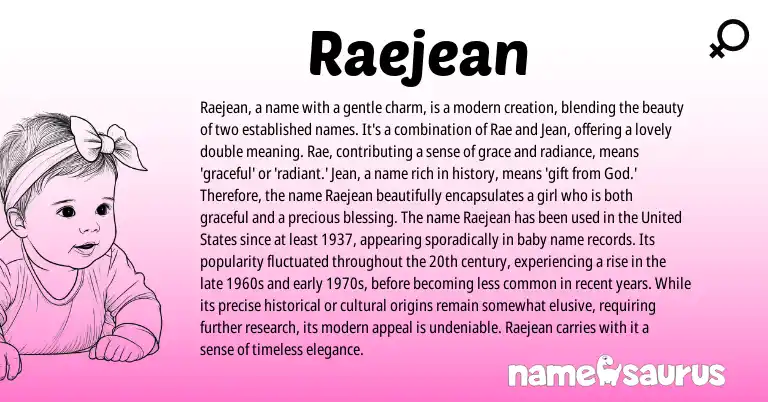Infographic about Raejean name meaning, Raejean is a name from Other origin(s).
