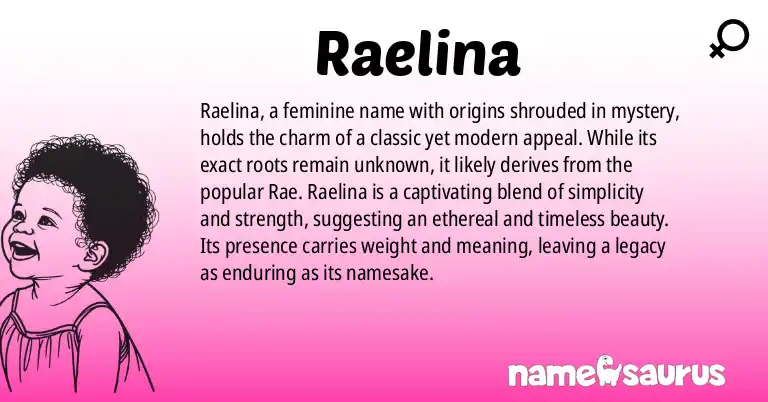 Infographic about Raelina name meaning, Raelina is a name from N/A origin(s).