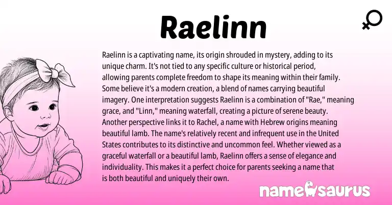 Infographic about Raelinn name meaning, Raelinn is a name from Biblical, English origin(s).