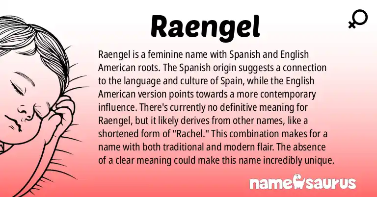 Infographic about Raengel name meaning, Raengel is a name from Spanish, English (American) origin(s).