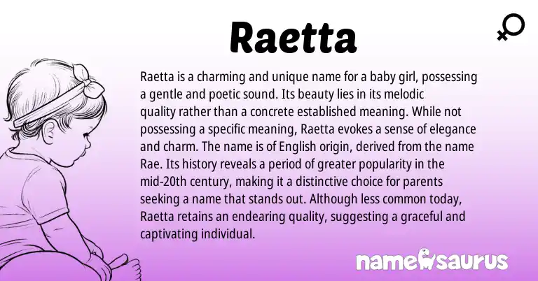 Infographic about Raetta name meaning, Raetta is a name from Other origin(s).