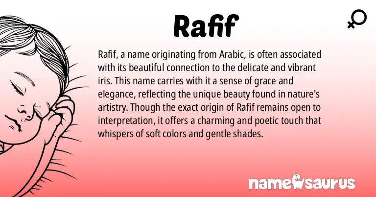 Infographic about Rafif name meaning, Rafif is a name from Arabic origin(s).