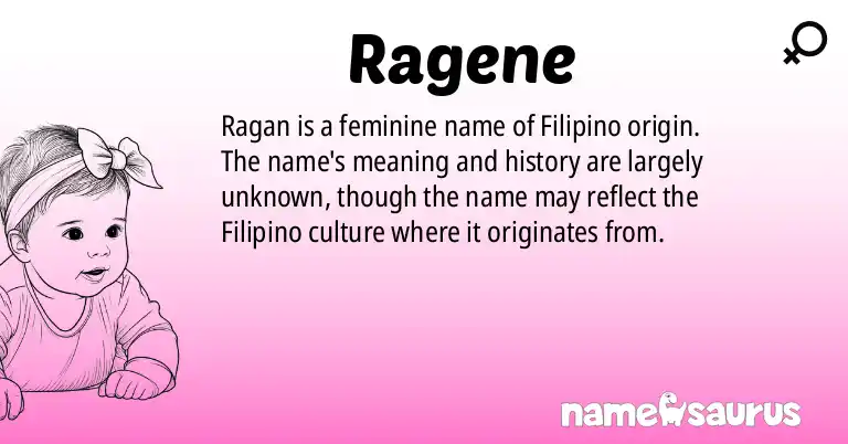 Infographic about Ragene name meaning, Ragene is a name from Filipino origin(s).