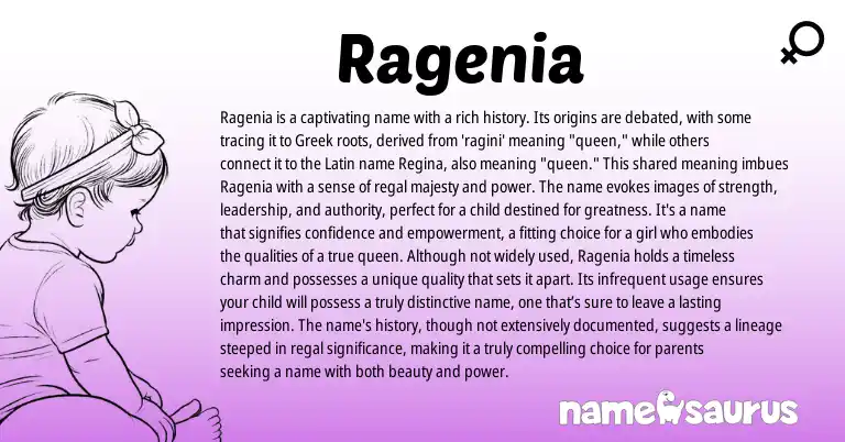 Infographic about Ragenia name meaning, Ragenia is a name from Greek origin(s).