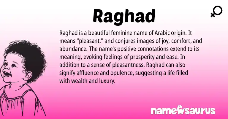 Infographic about Raghad name meaning, Raghad is a name from Arabic origin(s).