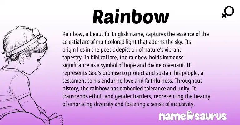 Infographic about Rainbow name meaning, Rainbow is a name from English origin(s).