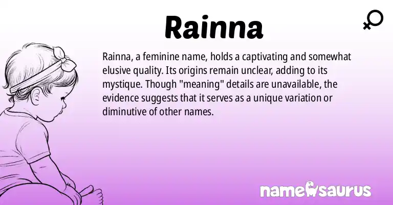 Infographic about Rainna name meaning, Rainna is a name from N/A origin(s).