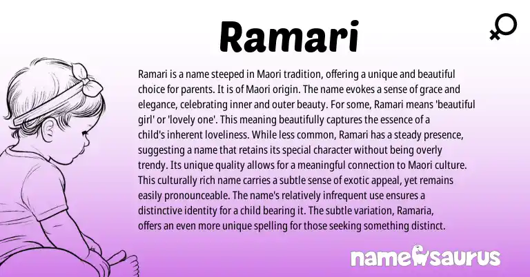 Infographic about Ramari name meaning, Ramari is a name from Maori origin(s).