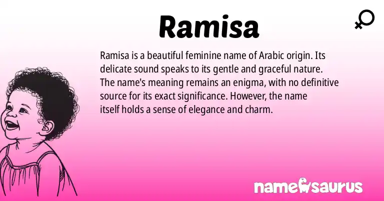 Infographic about Ramisa name meaning, Ramisa is a name from Arabic origin(s).