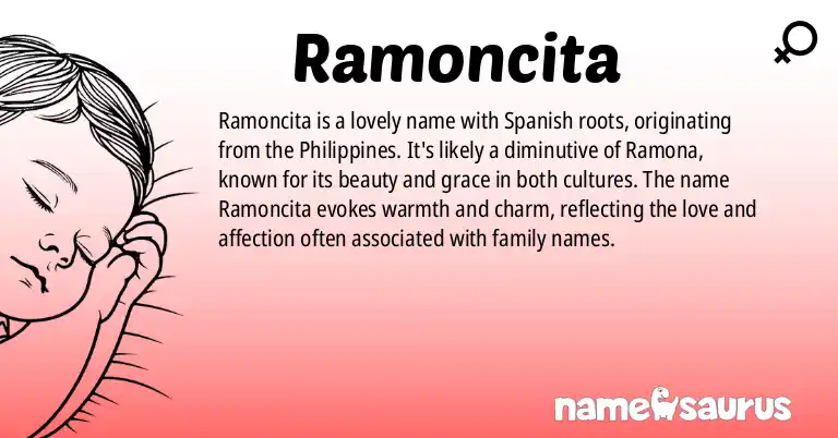 Infographic about Ramoncita name meaning, Ramoncita is a name from Spanish (Philippines) origin(s).