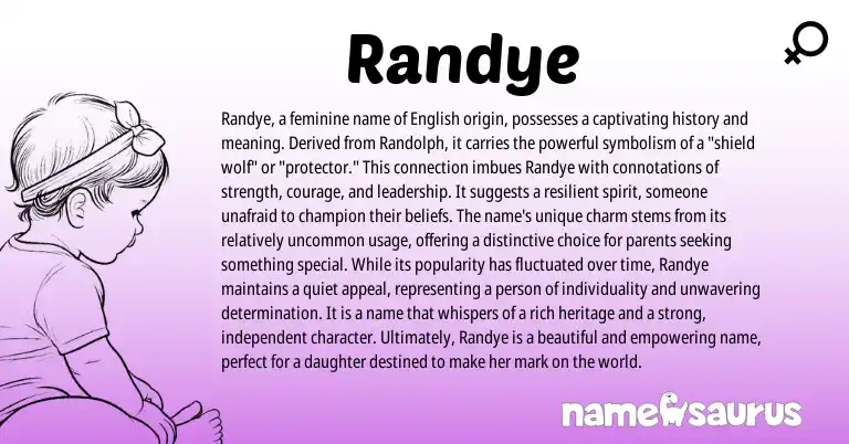 Infographic about Randye name meaning, Randye is a name from English origin(s).