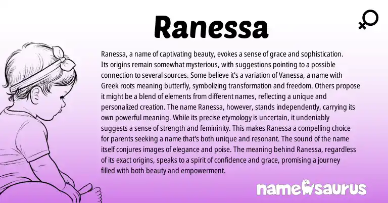 Infographic about Ranessa name meaning, Ranessa is a name from Greek origin(s).