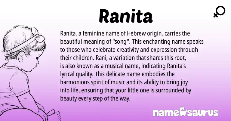 Infographic about Ranita name meaning, Ranita is a name from Hebrew origin(s).
