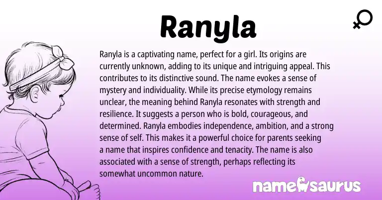Infographic about Ranyla name meaning, Ranyla is a name from English origin(s).