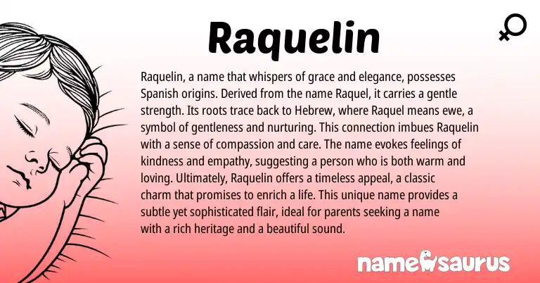 Infographic about Raquelin name meaning, Raquelin is a name from Hebrew, Spanish origin(s).