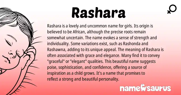 Infographic about Rashara name meaning, Rashara is a name from Other origin(s).