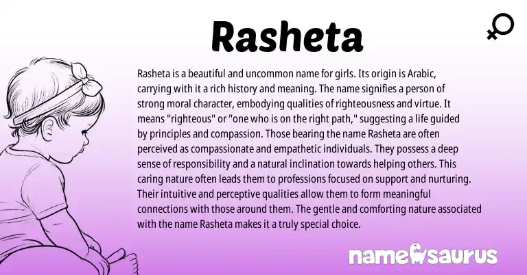 Infographic about Rasheta name meaning, Rasheta is a name from Other origin(s).
