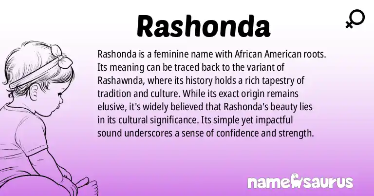 Infographic about Rashonda name meaning, Rashonda is a name from African American origin(s).