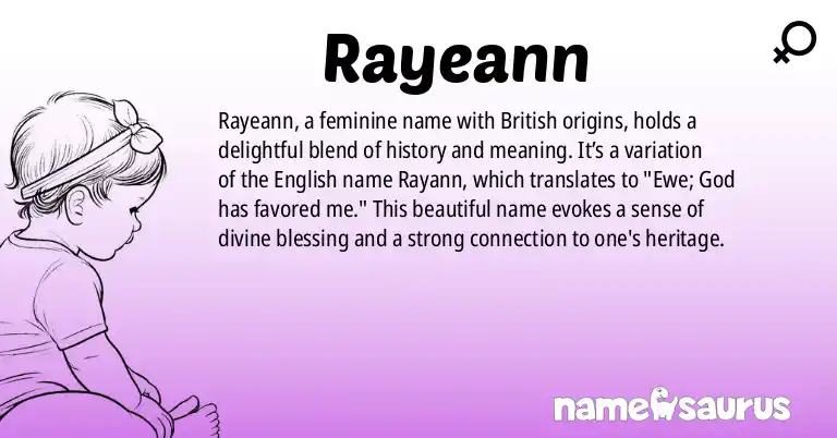 Infographic about Rayeann name meaning, Rayeann is a name from British origin(s).