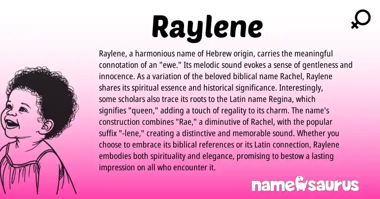 Infographic about Raylene name meaning, Raylene is a name from Latin, Hebrew origin(s).
