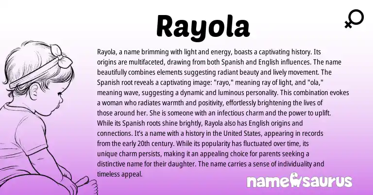 Infographic about Rayola name meaning, Rayola is a name from Spanish origin(s).