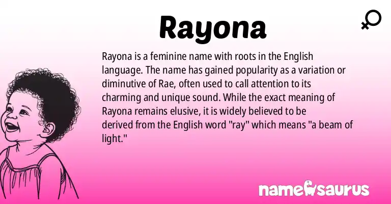 Infographic about Rayona name meaning, Rayona is a name from N/A origin(s).