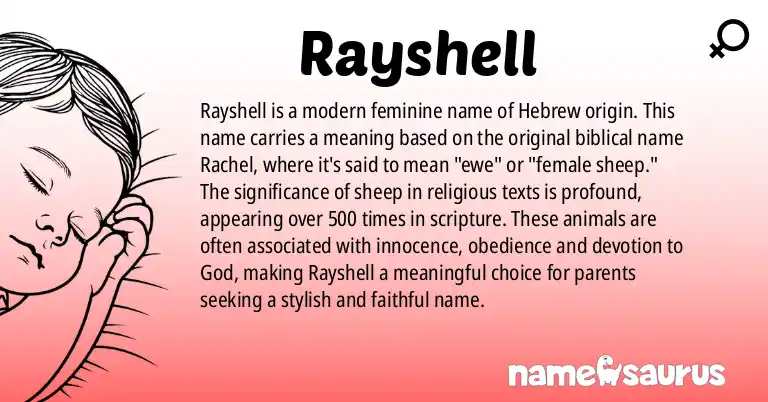 Infographic about Rayshell name meaning, Rayshell is a name from Modern, Hebrew origin(s).