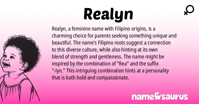 Infographic about Realyn name meaning, Realyn is a name from Filipino origin(s).