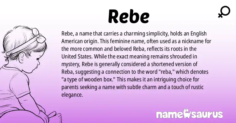 Infographic about Rebe name meaning, Rebe is a name from English (American) origin(s).